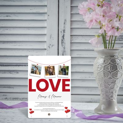 Personalized Love Photo Collage Frame Gift for Couples Frame With Photo Upload, Gift For Birthday, Anniversary, Valentine Gift for Husband Wife